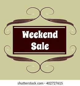 Weekend sale banner in retro style. Vector illustration.