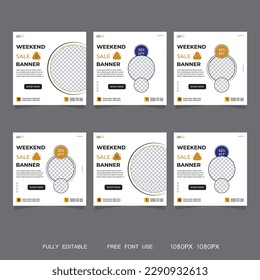 Weekend sale banner and social media post template