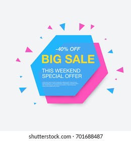 Weekend sale banner, special offer, 40 percents discount, vector eps10 illustration