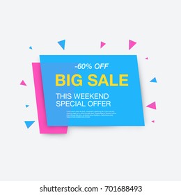 Weekend sale banner, special offer, 60 percents discount, vector eps10 illustration