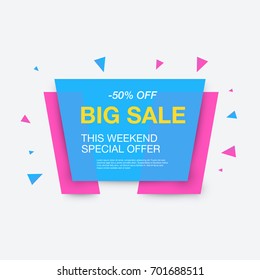 Weekend sale banner, special offer, 50 percents discount, vector eps10 illustration