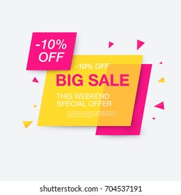 Weekend sale banner, special offer, 10 percents discount, vector eps10 illustration