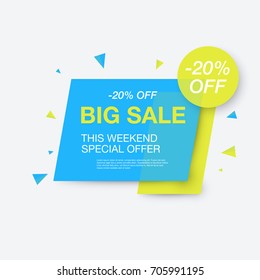Weekend sale banner, special offer, 20 percents sale discount, vector eps10 illustration