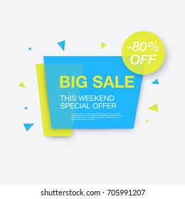 Weekend sale banner, special offer, 80 percents sale discount, vector eps10 illustration