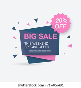Weekend sale banner, special offer, 20 percents discount, vector eps10 illustration