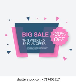 Weekend sale banner, special offer, 30 percents discount, vector eps10 illustration
