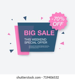 Weekend sale banner, special offer, 70 percents discount, vector eps10 illustration