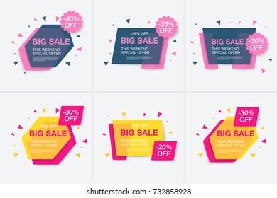 Weekend sale banner, special offer, set sale discount, vector eps10 illustration