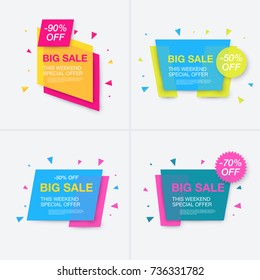 Weekend sale banner, special offer, set sale discount, vector eps10 illustration
