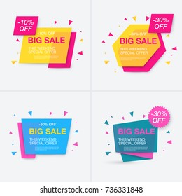 Weekend sale banner, special offer, set sale discount, vector eps10 illustration