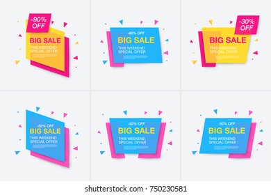 Weekend sale banner, special offer, set sale discount, vector eps10 illustration