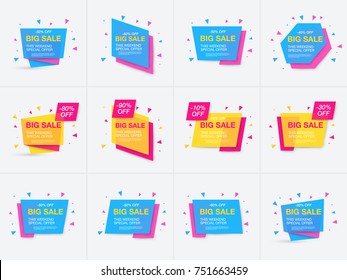 Weekend sale banner, special offer, set sale discount, vector eps10 illustration