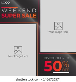 Weekend Sale banner template design. Post template Social media for digital marketing