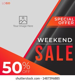 Weekend Sale banner template design. Post template Social media for digital marketing