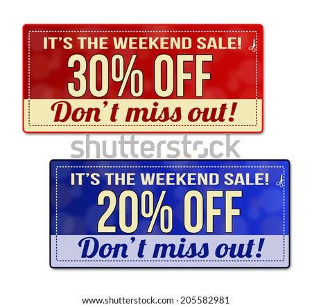 weekend sale coupon voucher tag red stock vector royalty free