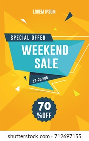 Weekend sale flyer / banner. Vector illustration for social media banners, promotion, flyer and poster