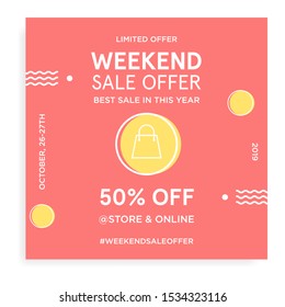 Weekend Sale Offer Minimal and Clean Style Web Banner Template