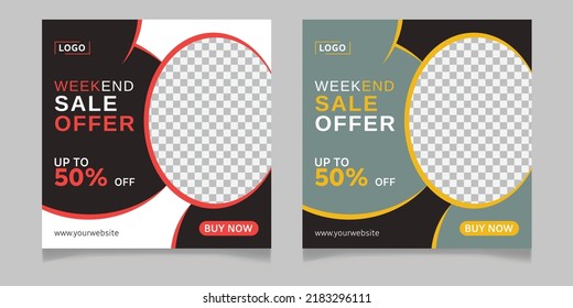 Weekend sale offer social media post template