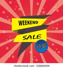 Weekend Sale Poster. Brochure flyer template design, Discount season, Vector illustration.