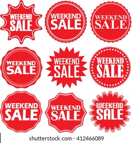 Weekend sale red label. Weekend sale red sign. Weekend sale red banner. Vector illustration