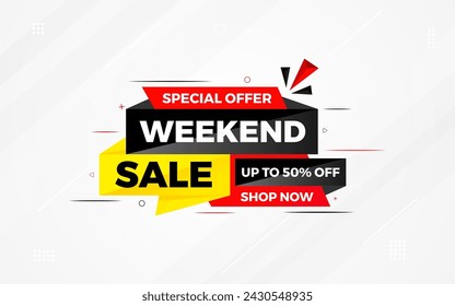 Weekend sale special offer sale banner template. discount offer background. weekly sale banner template design for web or social media, Sale special offer. abstract vector design.