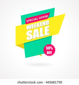 Weekend Sale Weekend special offer poster, banner background. Vector illustration