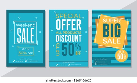 Weekend sale, special offer and super big sale flyer template