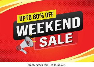 weekend sale tag. Banner design template for marketing. Special offer promotion or retail. background banner modern graphic design for store shop, online store, website, landing page

