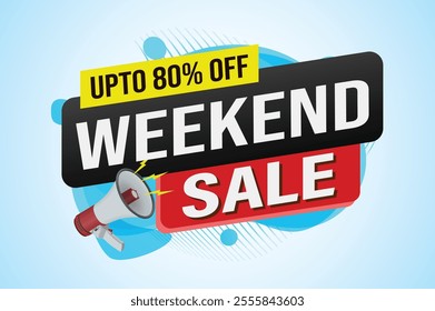 weekend sale tag. Banner design template for marketing. Special offer promotion or retail. background banner modern graphic design for store shop, online store, website, landing page

