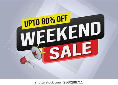 weekend sale tag. Banner design template for marketing. Special offer promotion or retail. background banner modern graphic design for store shop, online store, website, landing page

