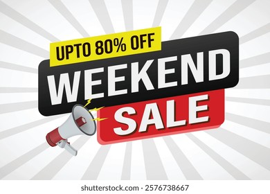 weekend sale tag. Banner design template for marketing. Special offer promotion or retail. background banner modern graphic design for store shop, online store, website, landing page

