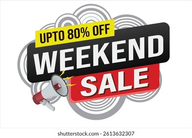 weekend sale tag. Banner design template for marketing. Special offer promotion or retail. background banner modern graphic design for store shop, online store, website, landing page

