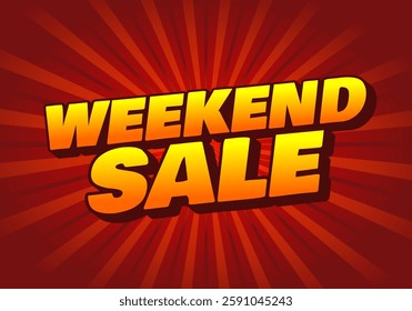 Weekend sale. Text effect design for social media or website ads