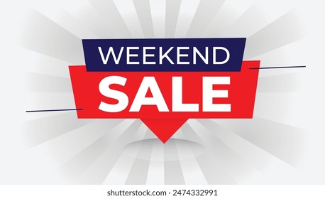 Weekend sale vector art label design with a clean white background, perfect for promotional materials.