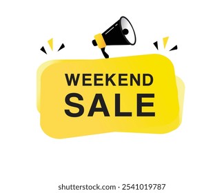Anuncio de Vector de venta de fin de semana o diseño de póster sobre fondo blanco. Plantilla moderna del diseño del elemento.