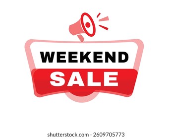 Weekend sale vector element for modern banner or website advertising template. Poster or icon design, business concept.