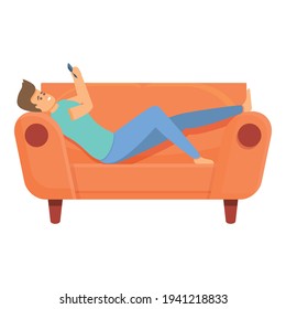 Weekend sofa relax icon. Cartoon of Weekend sofa relax vector icon for web design isolated on white background