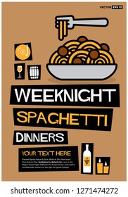 Weekend Spaghetti Dinners Retro Style Poster