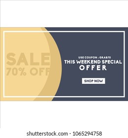 Weekend special discount voucher 70% black background color