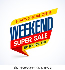 Weekend special offer super sale banner vector illustration