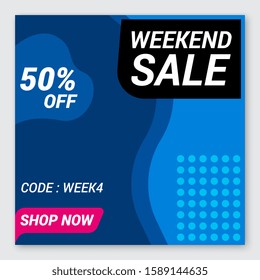 weekend special sale banner. social media postcard template. vector illustration. 