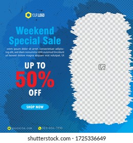 Weekend special sale banner , template social media post, design for ads, template for fashion sale, web banner and social media post design, vector illustration