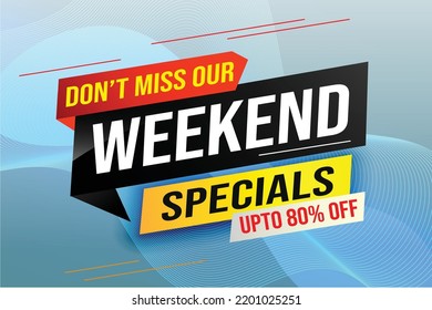 Weekend Special sale tag. Banner design template for marketing. Special offer promotion retail. background banner modern graphic design for advertising store shop, online store, website, landing page