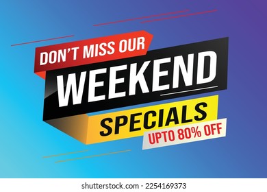 Weekend Special sale tag. Banner design template for marketing. Special offer promotion retail. background banner modern graphic design for advertising store shop, online store, website, landing page