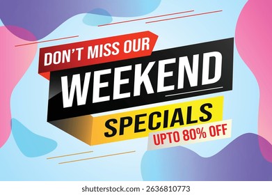 Weekend Special sale tag. Banner design template for marketing. Special offer promotion retail. background banner modern graphic design for advertising store shop, online store, website, landing page 