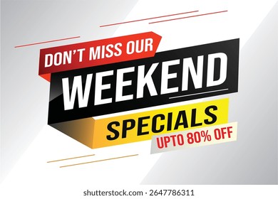 Weekend Special sale tag. Banner design template for marketing. Special offer promotion retail. background banner modern graphic design for advertising store shop, online store, website, landing page 