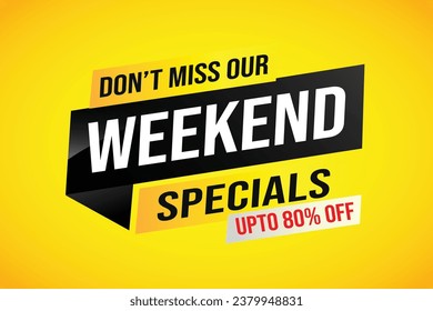 weekend specials word concept vector illustration and 3d style, landing page, template, ui, web, mobile app, poster, banner, flyer, background, gift card, coupon, label, wallpaper