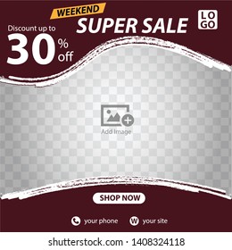 Weekend Super Sale Discount Template Vector