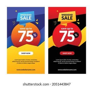 Weekend super sale instagram story banner vector template