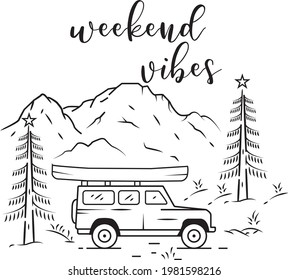 Weekend vibes. Travelling illustration for any printing. Colombo, Sri Lanka.